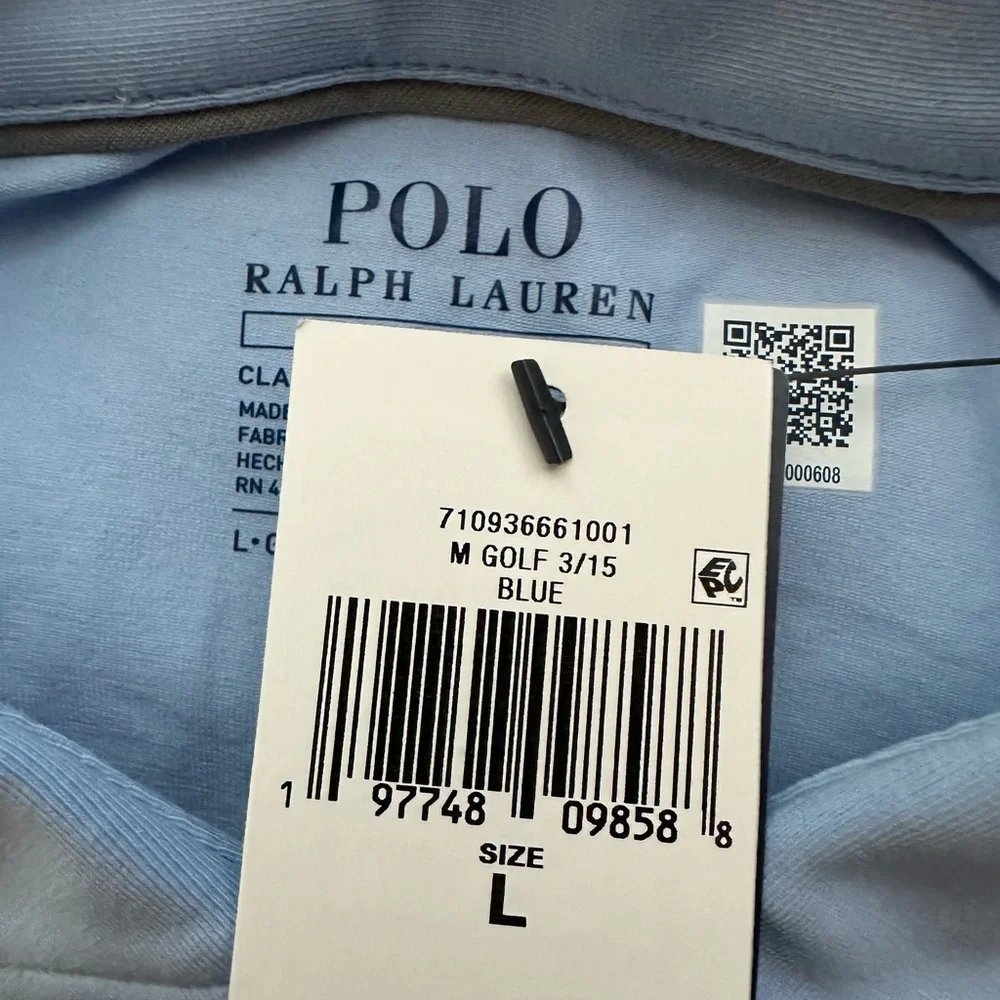 Polo Ralph Lauren Soft Cotton Long Sleeve Golf Polo Shirt PWing Men Size Large